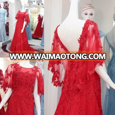 2016 Latest Fashion Red Long Evening Dresses Lace Applique Robes De Soiree 2016 Longue Sexy V-Back High Quality Hot Sale ML174